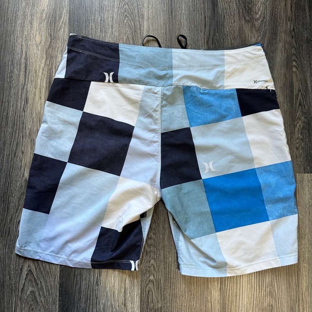 Hurley Phantom‎ Board Shorts Mens 36 Blue Checkered Plaid Swim Trunks F2171-00 - Picture 6 of 7